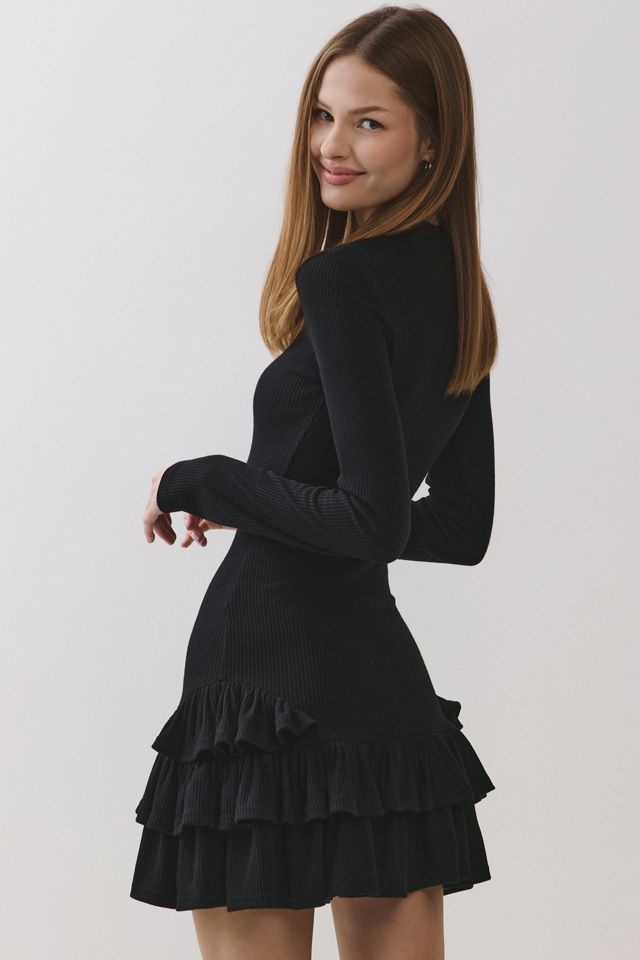 Personal Code Daniella Ribbed Mock Neck Ruffle Mini Dress #1