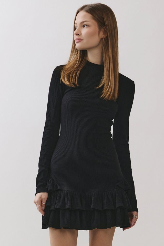 Personal Code Daniella Ribbed Mock Neck Ruffle Mini Dress #3