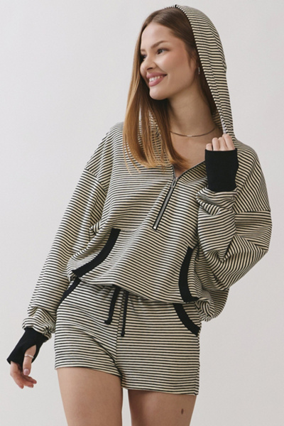 Personal Code Amiri Stripe Half Zip Up Hoodie