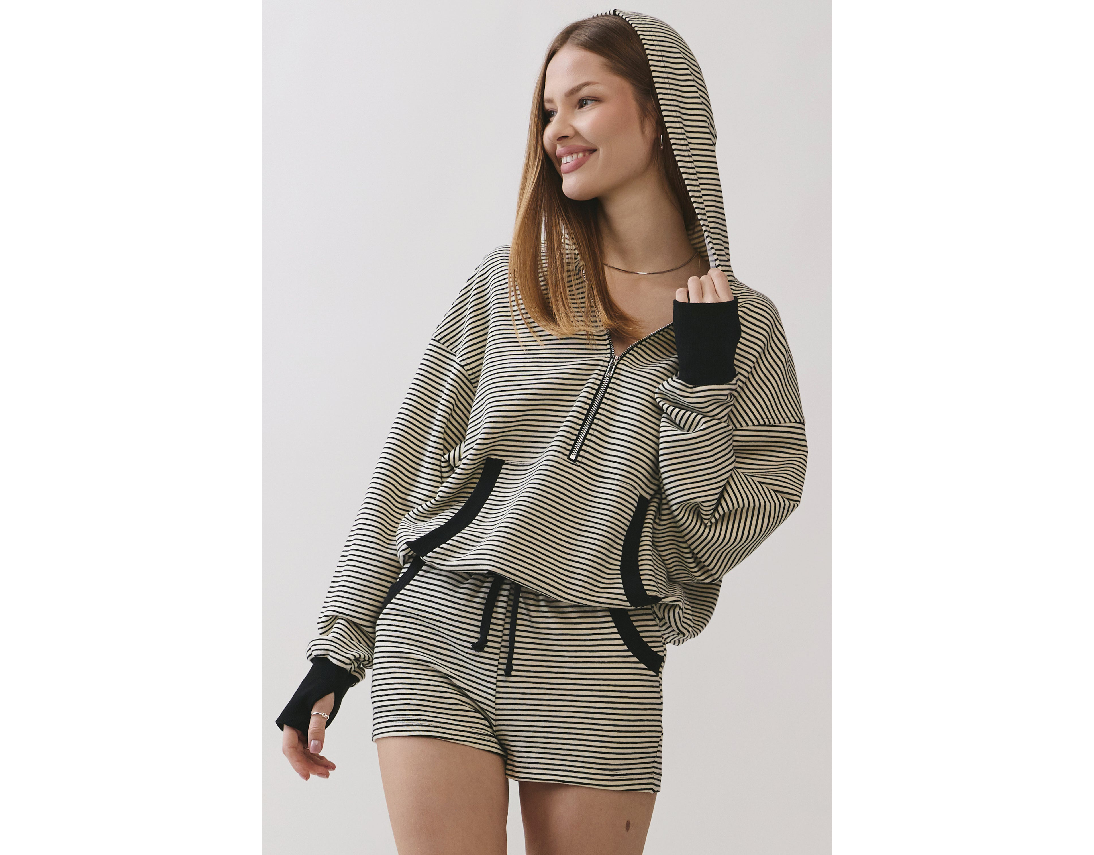 Personal Code Amiri Stripe Half Zip Up Hoodie