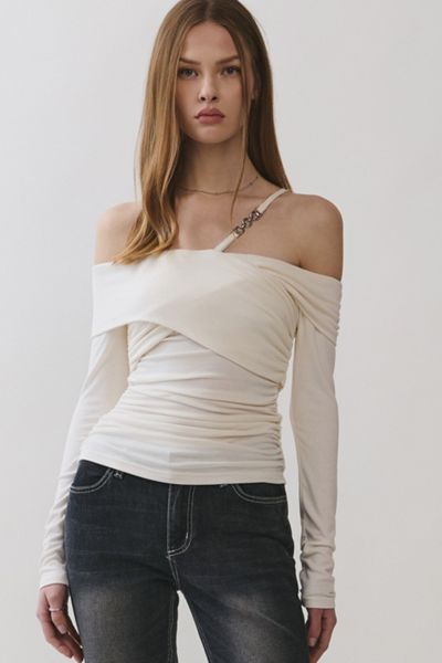Personal Code Eleanor Off Shoulder Chain Accent Top