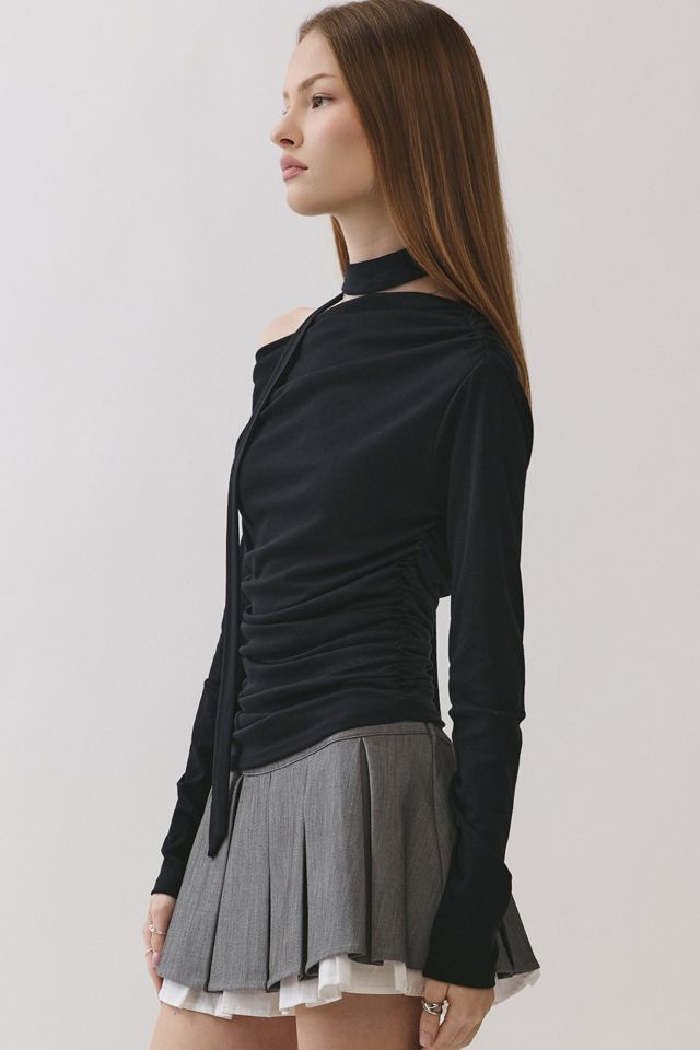 Personal Code Natalie Ruched Off The Shoulder Top With Scarf #3