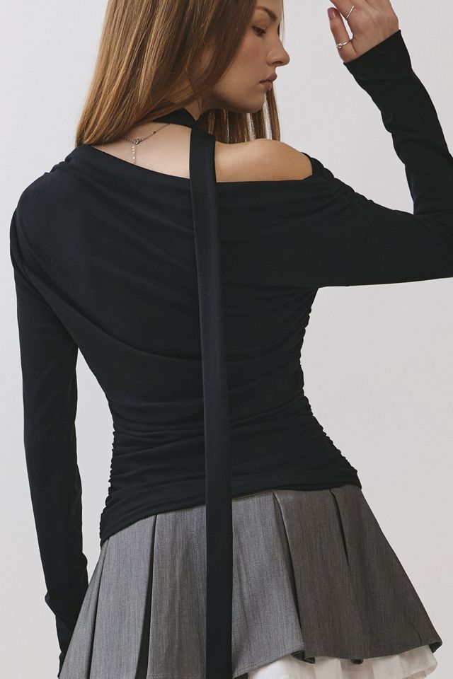 Personal Code Natalie Ruched Off The Shoulder Top With Scarf #4