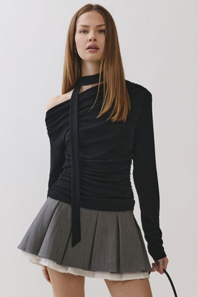 Personal Code Natalie Ruched Off The Shoulder Top With Scarf