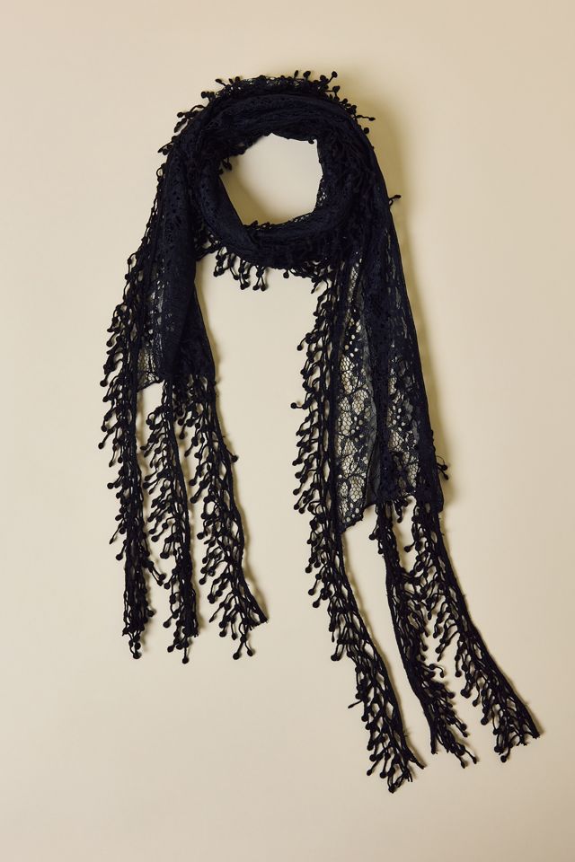 Lace Tassel Skinny Scarf #2