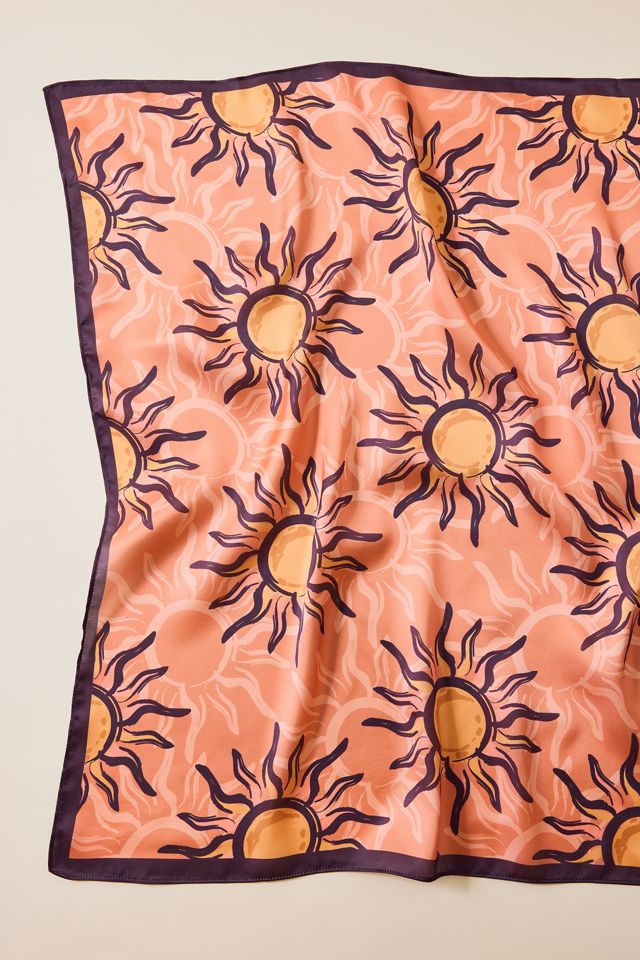 Retro Sun Pattern Satin Scarf #2