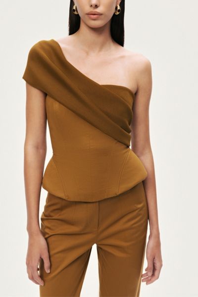Nocturne One Shoulder Draped Corset Top