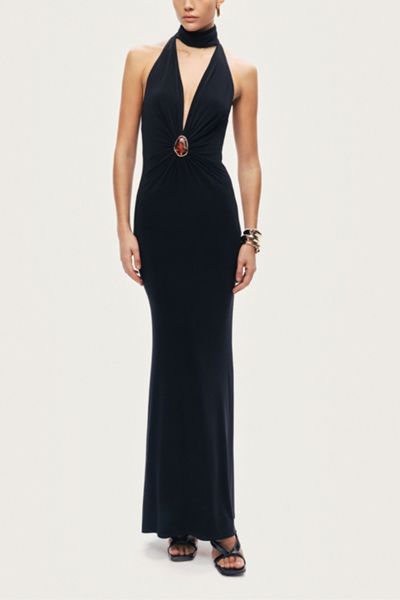 Nocturne Halter Neck Cut-Out Maxi Dress | Urban Outfitters