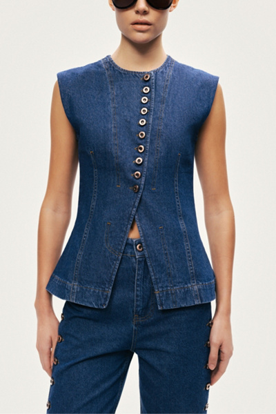 Nocturne Button Denim Vest