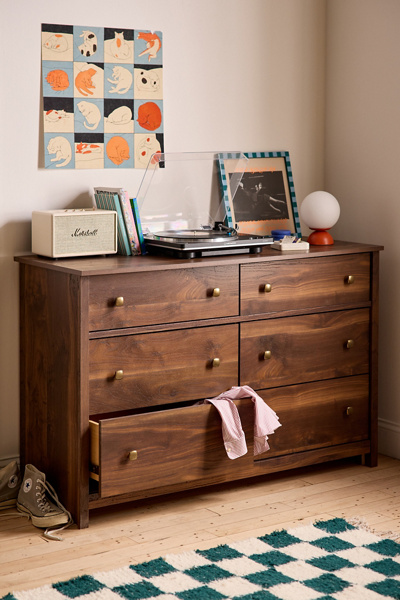 wood dresser 6 drawers Glenview 6 Drawer Dresser - Weathered Oak Veneer main image 1