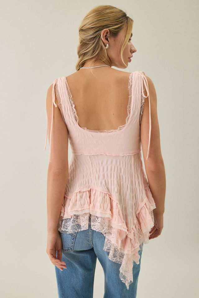 Kimchi Blue Elena Asymmetric Ruffle Lace Trim Cami #1