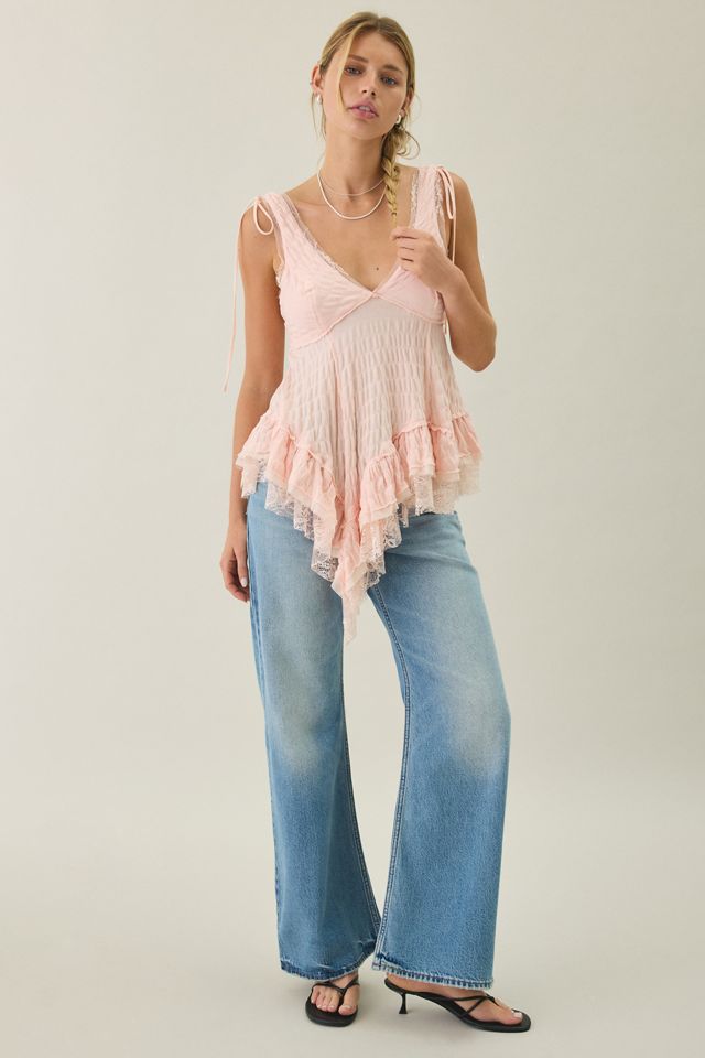 Kimchi Blue Elena Asymmetric Ruffle Lace Trim Cami #4