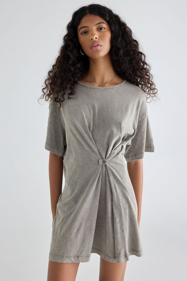 BDG Nikkia Gathered Button Detail T-Shirt Mini Dress #2