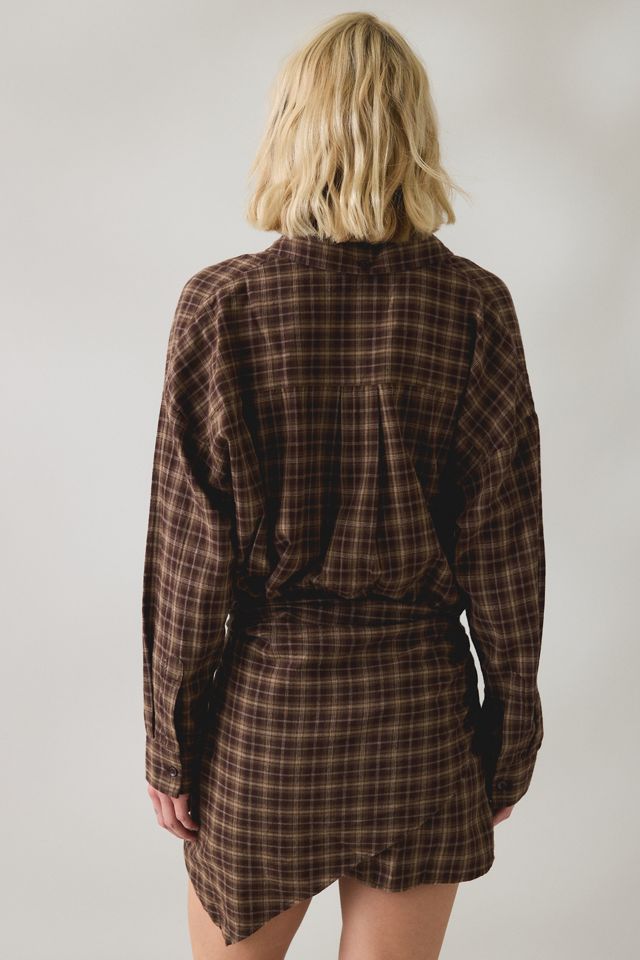 BDG Cordelia Multiway Scarf Tie Plaid Shirt Mini Dress #2