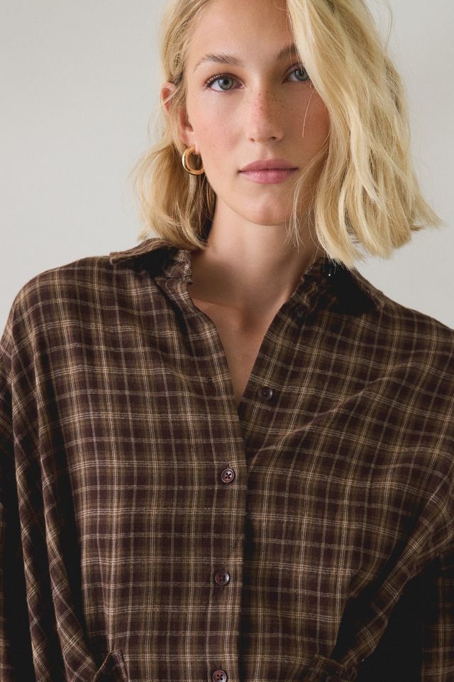 BDG Cordelia Multiway Scarf Tie Plaid Shirt Mini Dress #4