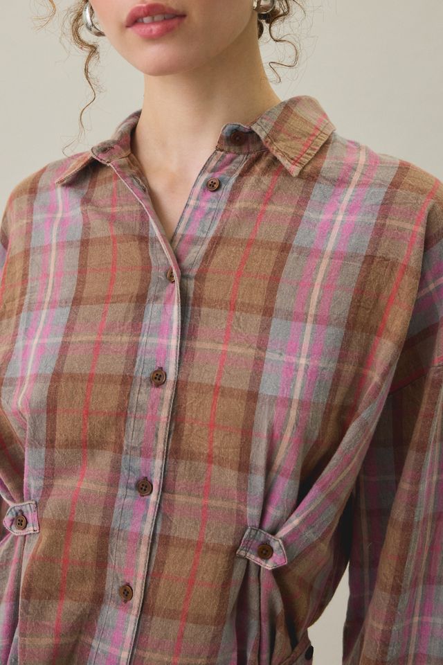BDG Cordelia Multiway Scarf Tie Plaid Shirt Mini Dress #3
