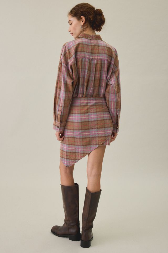 BDG Cordelia Multiway Scarf Tie Plaid Shirt Mini Dress #5