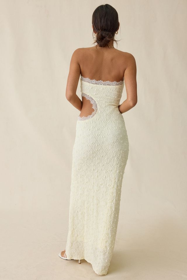 UO Sea Nymph Asymmetric Cutout Strapless Lace Maxi Dress #3