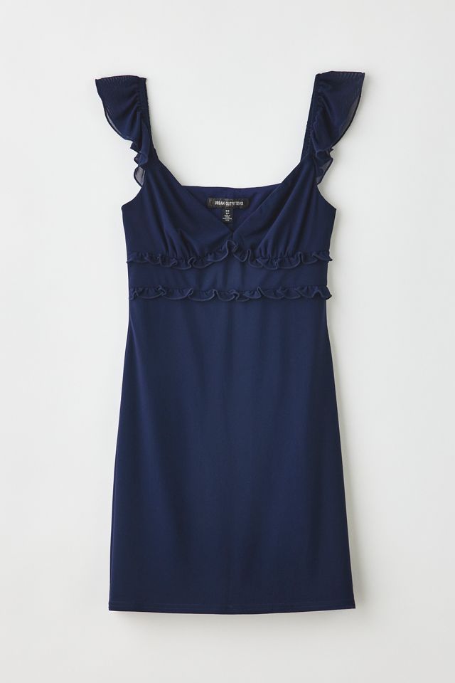 UO Nina Ruffle Trim Mesh Mini Dress #1