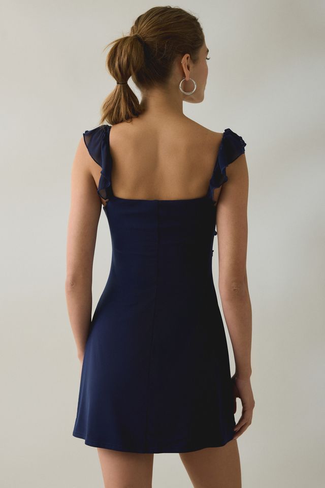 UO Nina Ruffle Trim Mesh Mini Dress #2