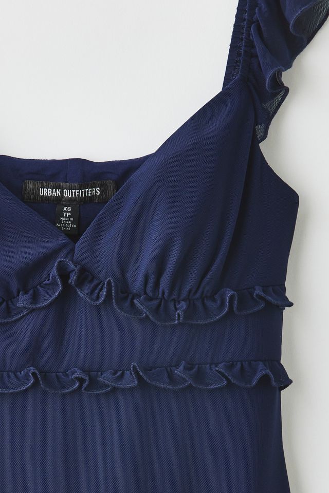 UO Nina Ruffle Trim Mesh Mini Dress #5