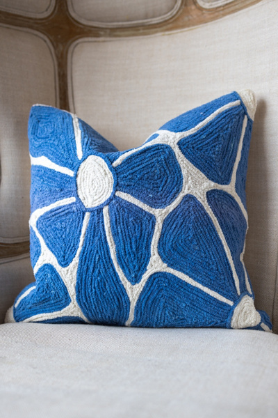 YaYa & Co. Remi Organic Cotton Embroidered Floral Pillow