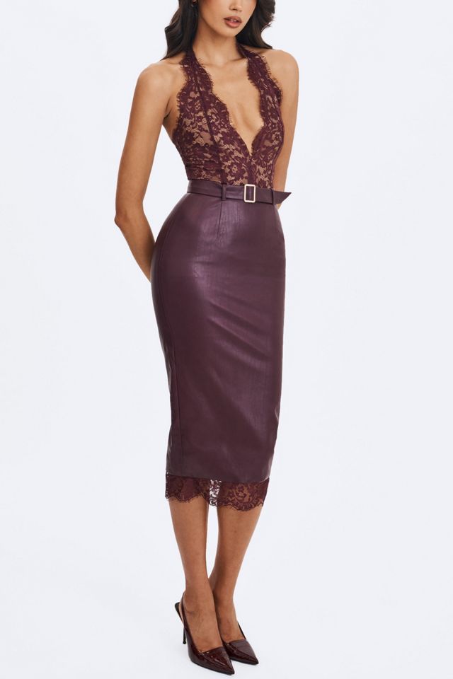 Miss Circle Fiera Plunging Halter Belted Midi Dress #1