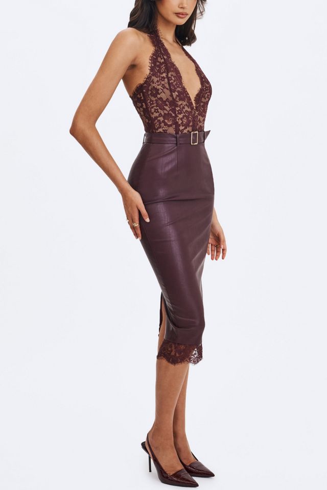 Miss Circle Fiera Plunging Halter Belted Midi Dress #3