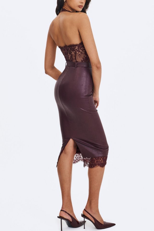 Miss Circle Fiera Plunging Halter Belted Midi Dress #4