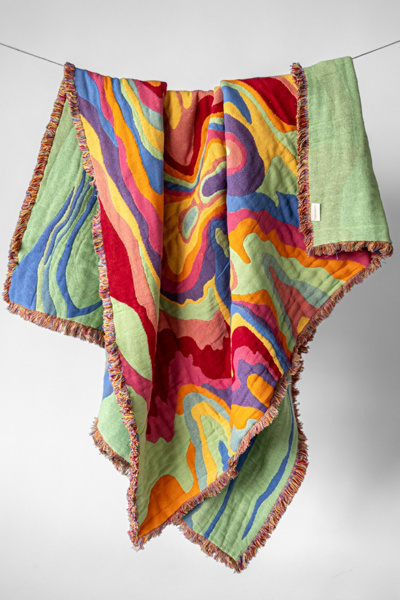 YaYa & Co. Bellows Organic Cotton Abstract Tapestry Throw Blanket