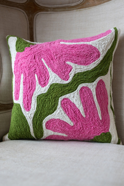 YaYa & Co. Francine Organic Cotton Embroidered Floral Pillow