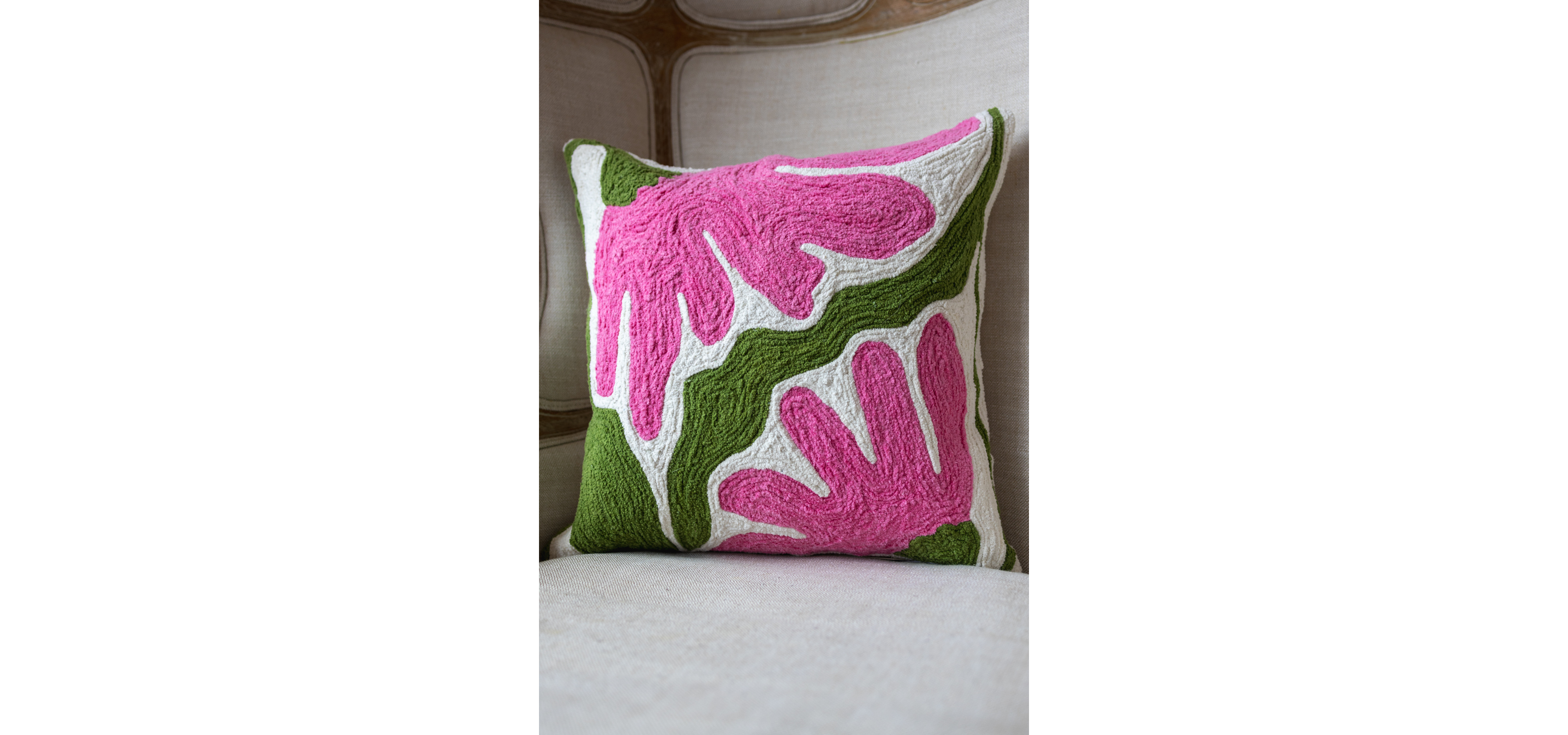 YaYa & Co. Francine Organic Cotton Embroidered Floral Pillow