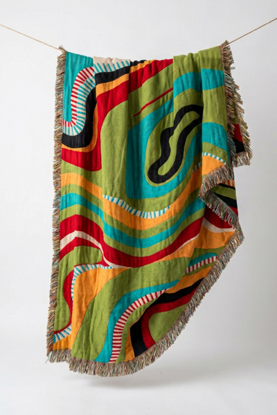 YaYa & Co. Echo Organic Cotton Abstract Tapestry Throw Blanket