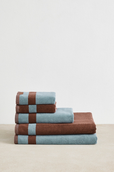 Bed Threads Two-toned Bath Sheet Bundle In Cacao/lagoon At Urban Outfitters