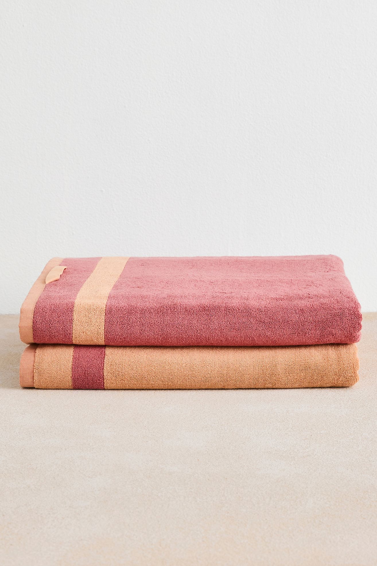 Bed Threads Two-Toned Bath Sheets Set - Terracotta & Pink Clay, BATH SHEET