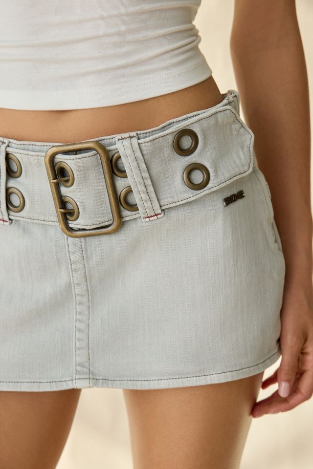 Mini jupe-short en denim à œillets avec ceinture BDG Maia #1