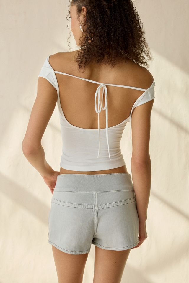 Mini jupe-short en denim à œillets avec ceinture BDG Maia #3