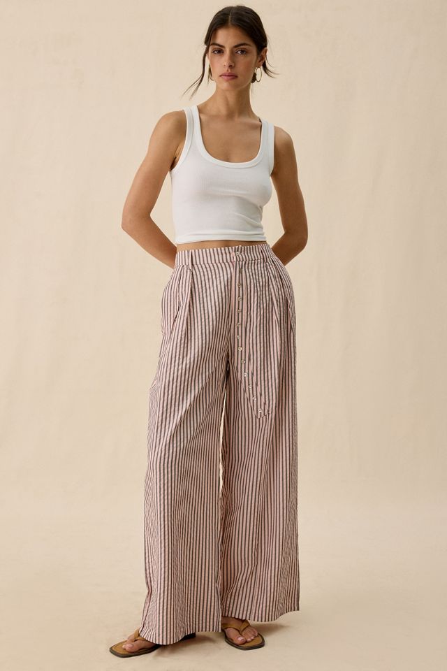 Pantalon Ramona à rayures taille haute et jambe large Daisy Street #1