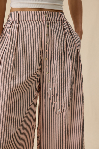 Daisy Street Ramona Striped High-Rise Wide Leg Trousers