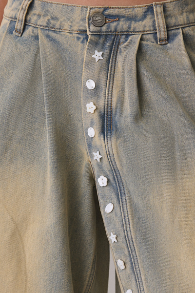 Daisy Street Freya Asymmetric Charm Button Baggy Jeans
