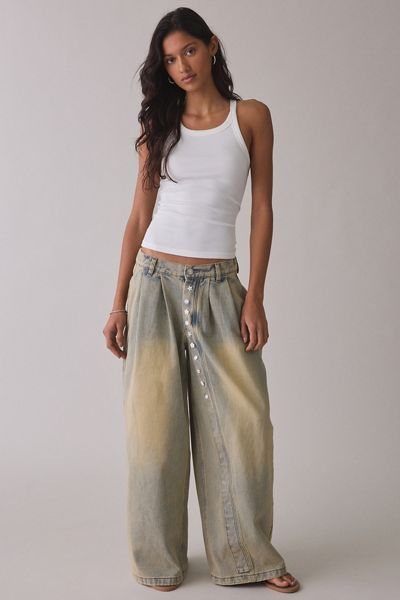 Daisy Street Freya Asymmetric Charm Button Baggy Jeans