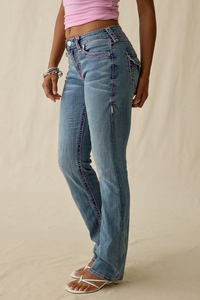 True Religion Billie Topanga Wash Super T Flap Mid-Rise Straight Jeans #1