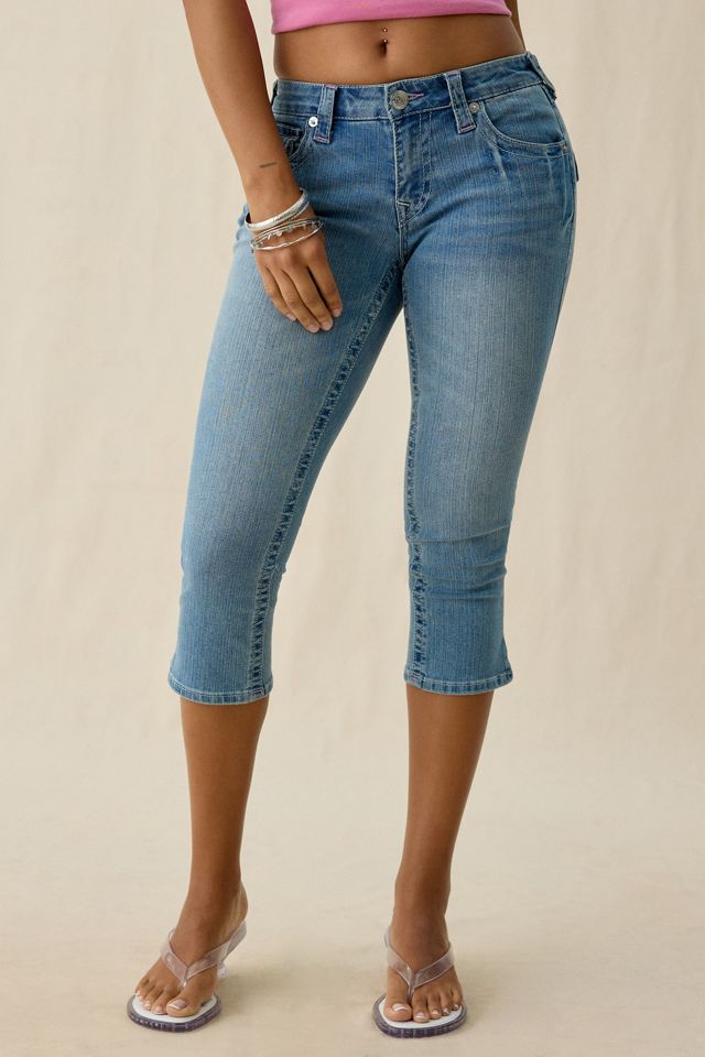 True Religion Jennie Baja Horizon Flap Mid-Rise Skinny Capri Jeans #1