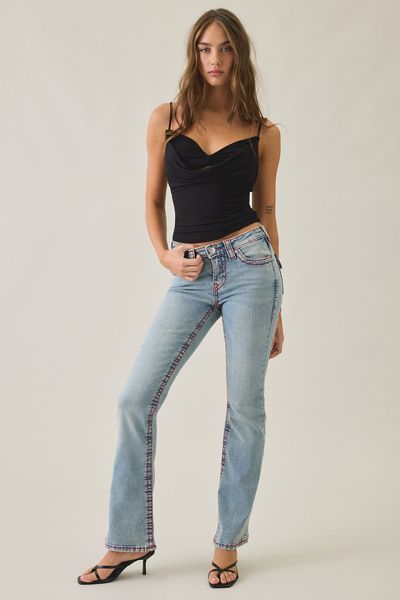 True Religion Becca Sierra Haze Big T Flap Mid-Rise Bootcut Jeans