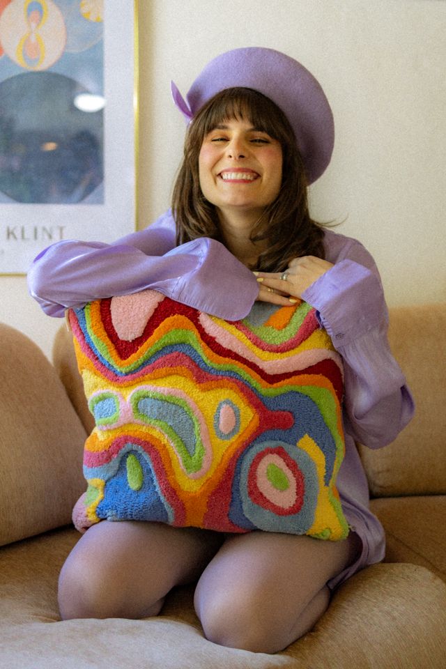 YaYa & Co. Bellows Abstract Organic Cotton Throw Pillow #3