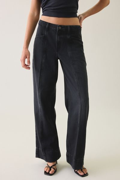 GUESS JEANS G11 Paneled Mid-Rise Wide Leg Jeans