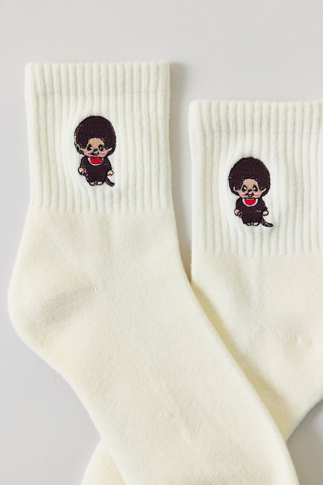 Monchhichi Embroidered Icon Quarter Crew Socks #1