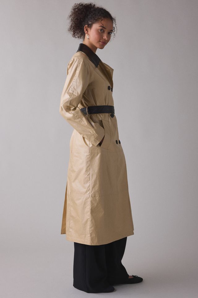 Avec Les Filles Contrast Trim Faux Leather Trench Coat #3
