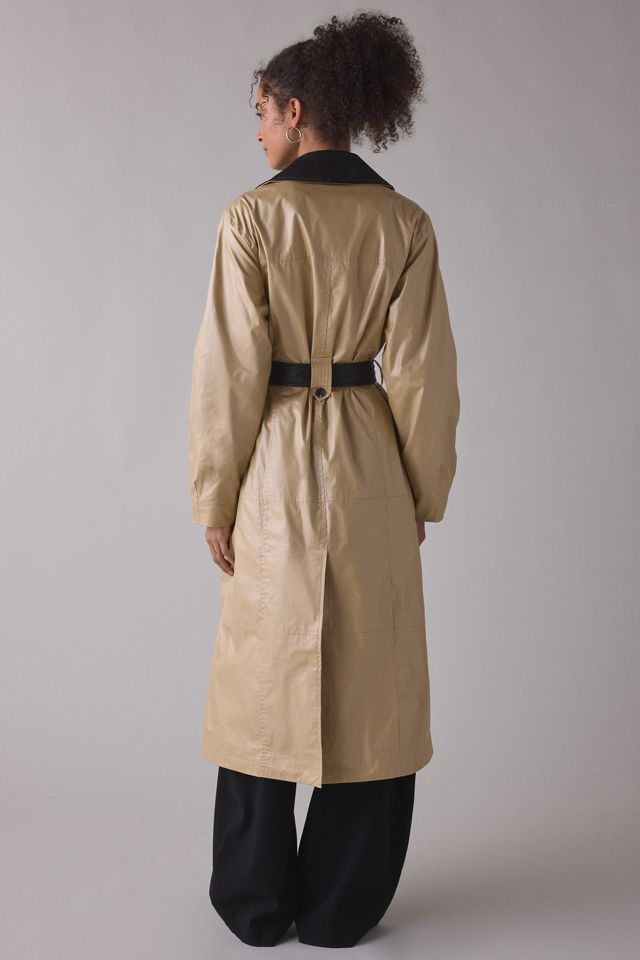 Avec Les Filles Contrast Trim Faux Leather Trench Coat #4