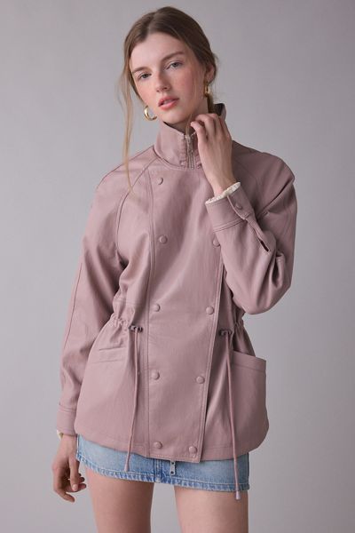 Avec Les Filles Faux Leather Anorak Jacket